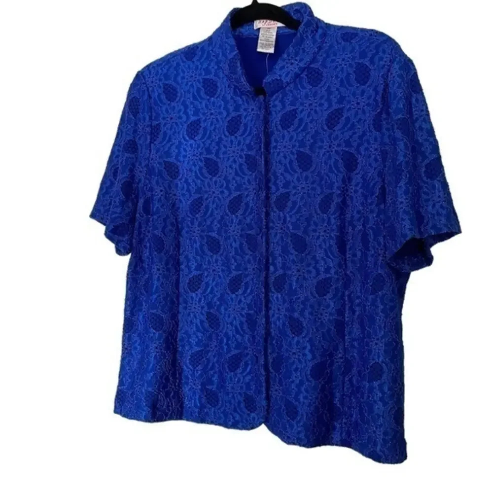 Plus Size Together Classics Cobalt Blue Lace Top‎ Size 16 P